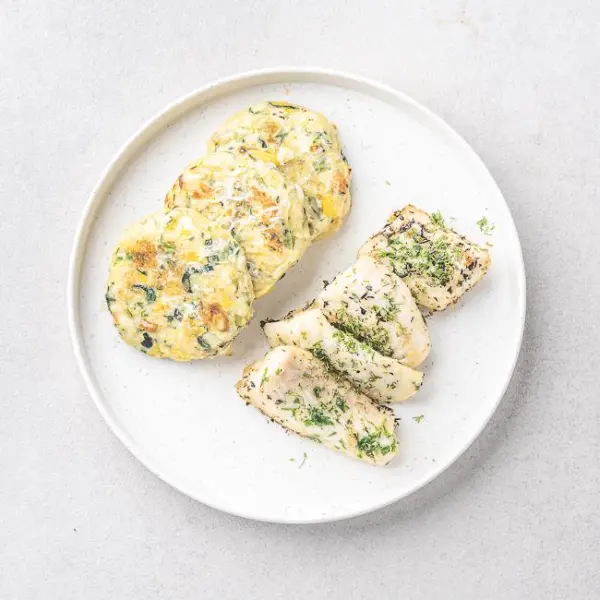 Herb-Crusted Fish With Zucchini & Spinach Savory Patties