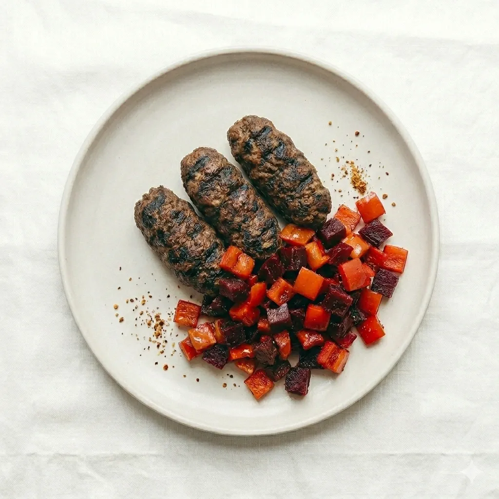 Turkish Beef Kebab With Beet And Pepper Harra