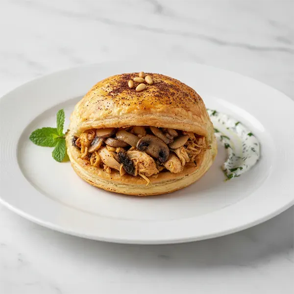 Arabic Style Chicken And Mushroom Muskhan Puff