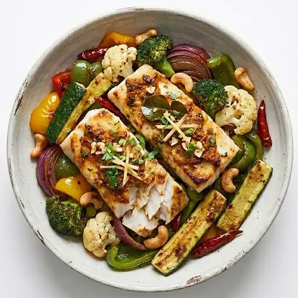 Baked Fish with Thai Spiced Vegetables