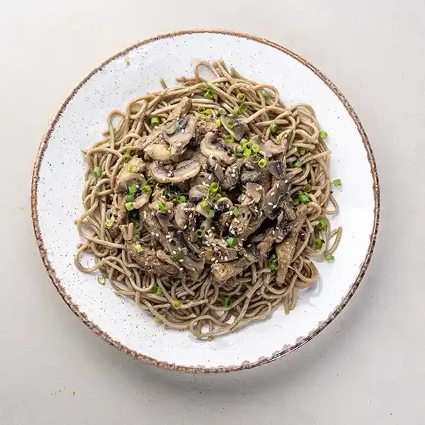 Beef & Mushroom Stir-Fry Over Buckwheat Soba Noodles