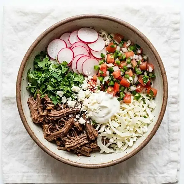 Beef And Shaved Cauliflower Taco Bowl With Pickle Radish