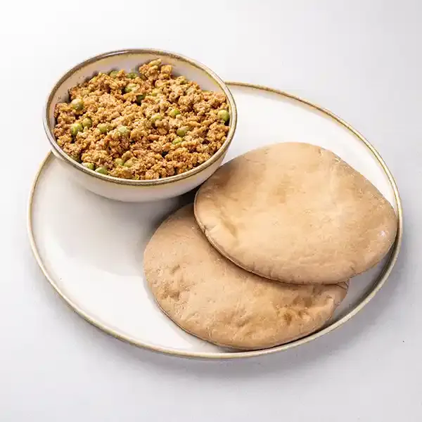 Beef And Peas Mince With Soft Pita Bread