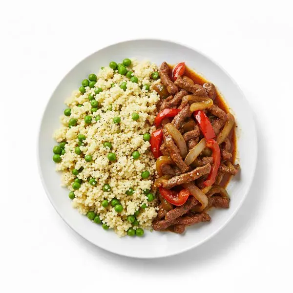 Beef And Vegetable Mugalgal With Peas Cous Cous