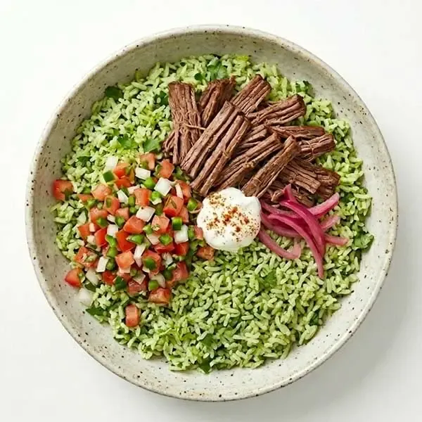Beef Barbacoa Bowl With Lime Rice And Pico De Gallo