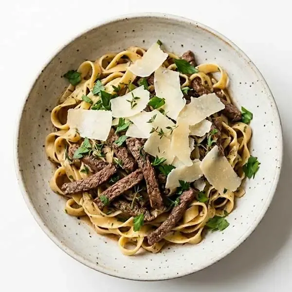 Beef Steak Tagliatelle With Parmesan Shaves