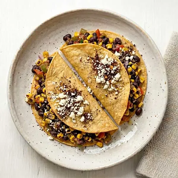 Black Bean & Corn Fold Tostadas with Avocado