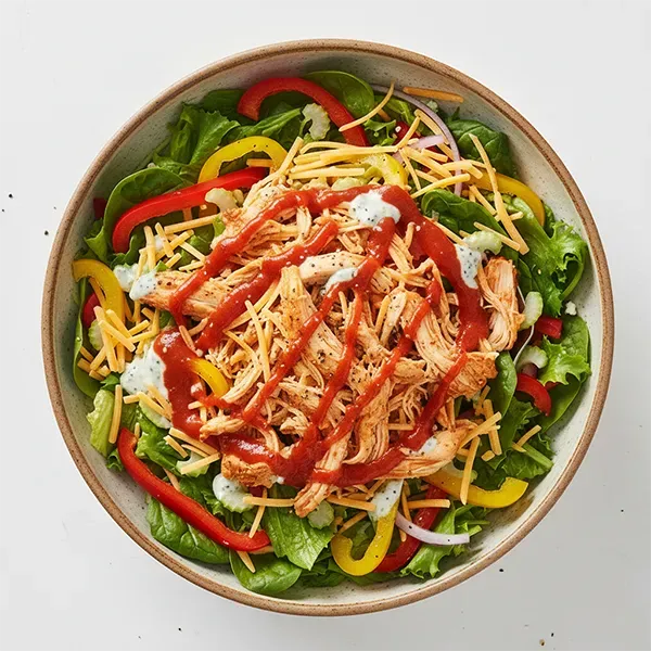 Buffalo Chicken Salad With Shredded Cheddar & Bell Pepper