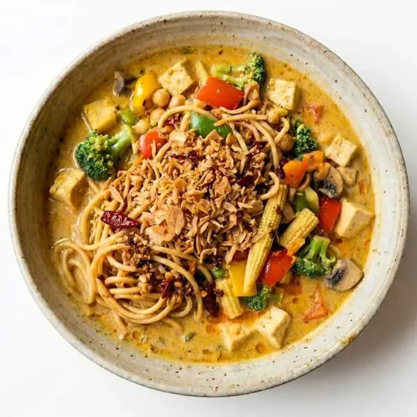 Burmese Khow Suey with Spicy Garlic Noodle