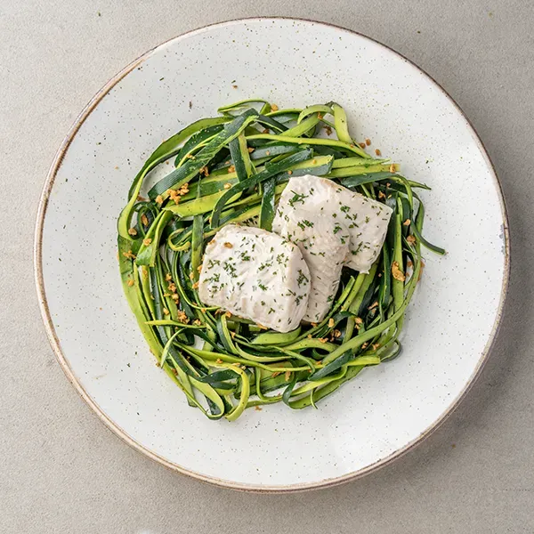 Butter-Poached Fish With Zucchini Ribbons