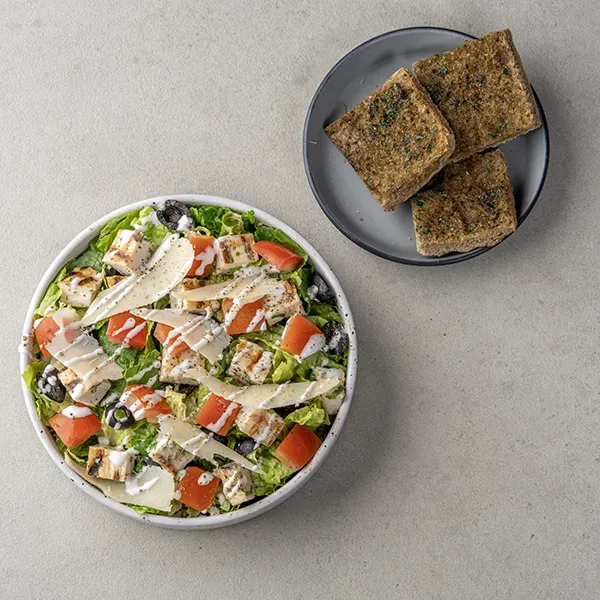 Caesar Power Chicken Salad With Rosemary Crutons