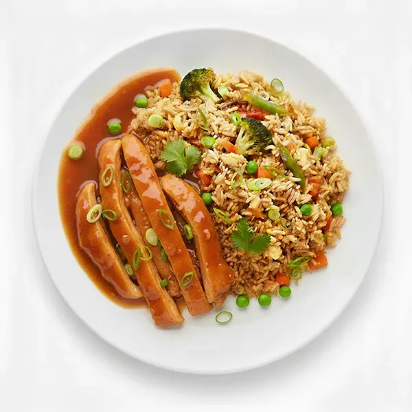 Cantonese-Style Chicken With Wok-Tossed Vegetable Fried Rice