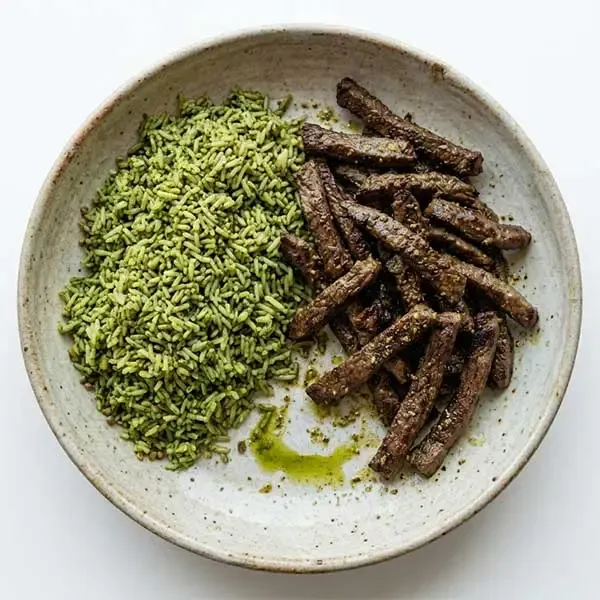 Cardamom Roast Beef With Green Dukkha Rice