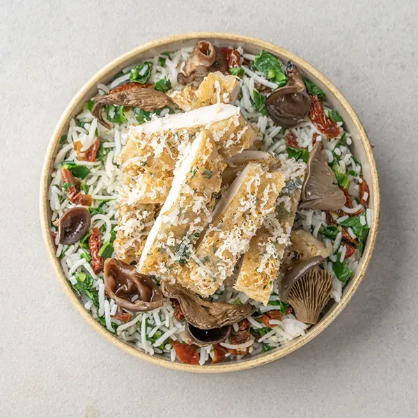 Cheesy Chicken & Wild Mushroom Florentine with Rice