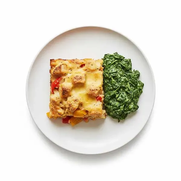 Chicken And Bellpepper Casserole With Cheesy Spinach