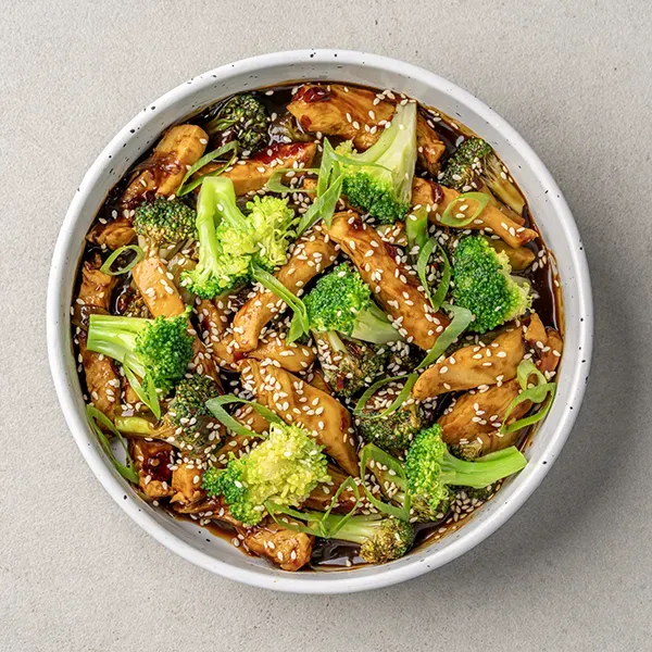 Sesame Chicken and Broccoli stir fry Bowl