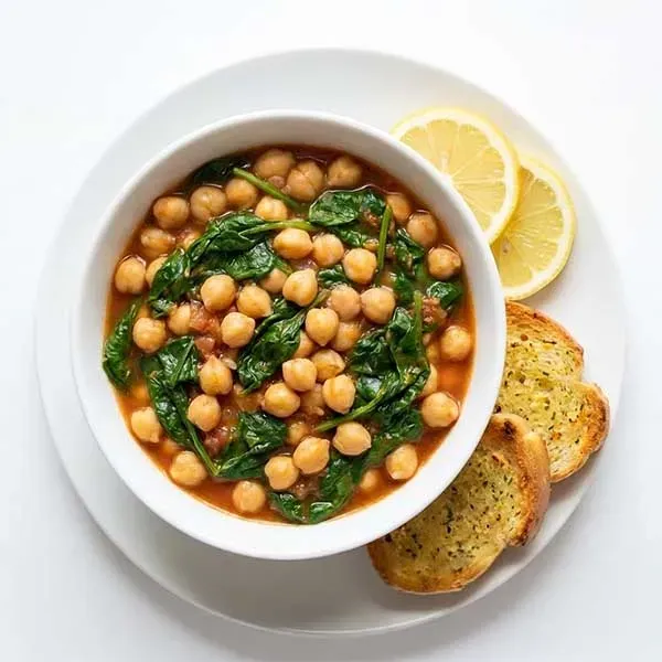 Chickpea & Spinach Stew with Lemon & Garlic