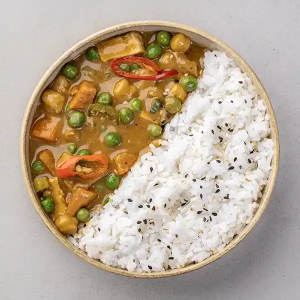 Chickpea & Vegetable Coconut Curry With Sticky Sushi Rice