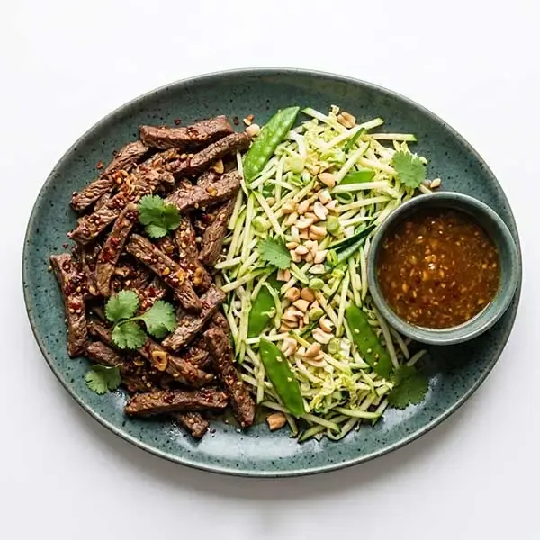 Chili-Garlic Beef With Snow Peas And Wong Bok Mélange