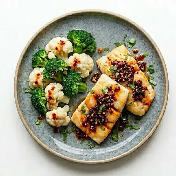 Chilli Crisp Butter Fish With Dual Flowerets