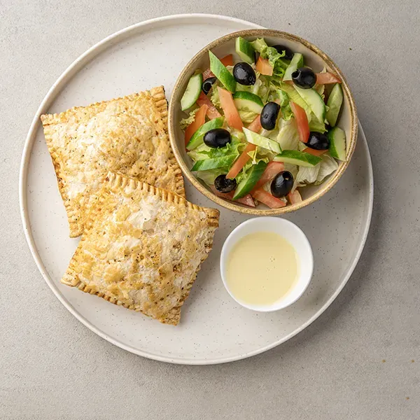 Country-Style Beef & Mushroom Puff With House Greens & Dijon Dip