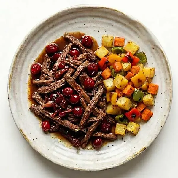 Cranberry Balsamic Beef Roast With Grilled Seasonal Veggies
