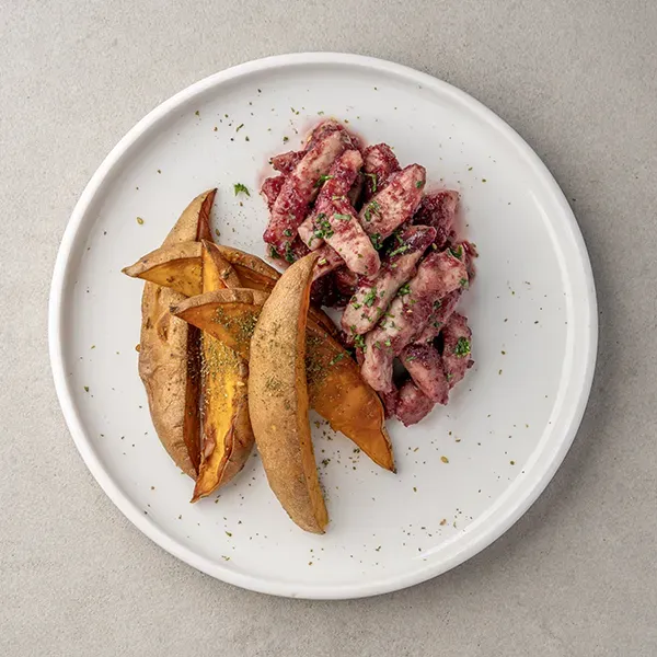Cranberry-Glazed Chicken with Spiced Sweet Potato wedges