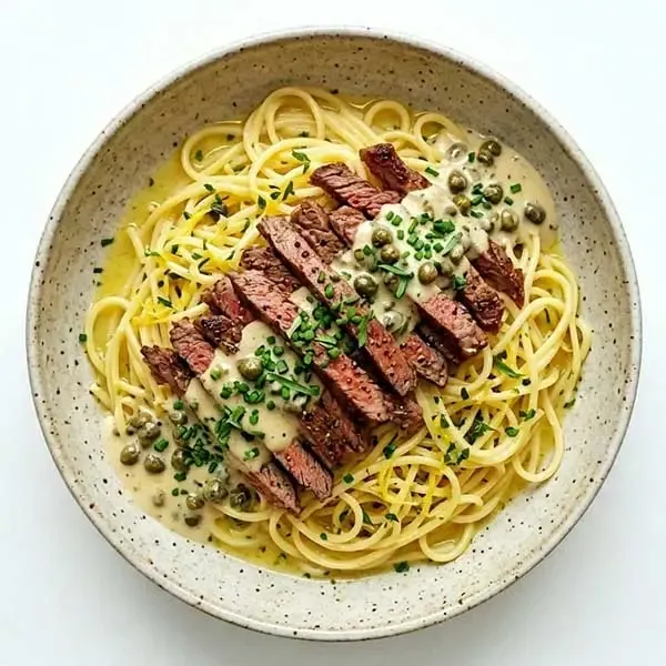 Creamy Caper Beef Piccata With Zesty Lemon Pasta