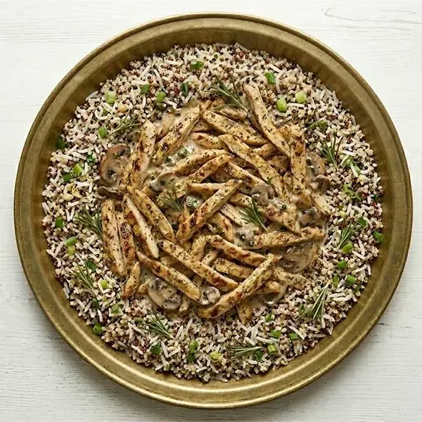Creamy Mushroom Chicken With Garlicy Quinoa Rice Mix