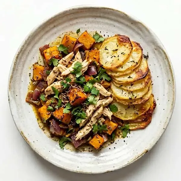 Cumin Scented Pumpkin Chicken With Anna Potato