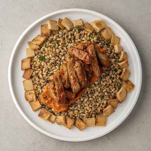 Egyptian  beef Fattah with Black Lentil & Farro