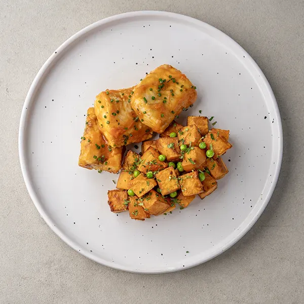 Fish Cakes With Peas & Sweet Potatoes