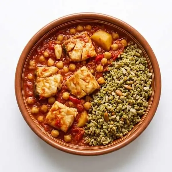 Tunisian Fish Stew With Freekeh Rice Mix