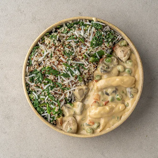 Fricassee A la Chicken & Mushroom With Spinach Rice - Quinoa Mix