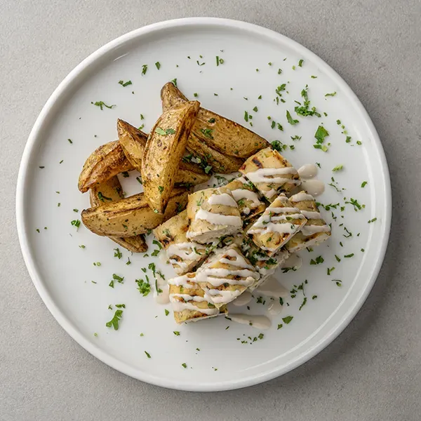 Greek Souvlaki Fish With Herb Baked Potato
