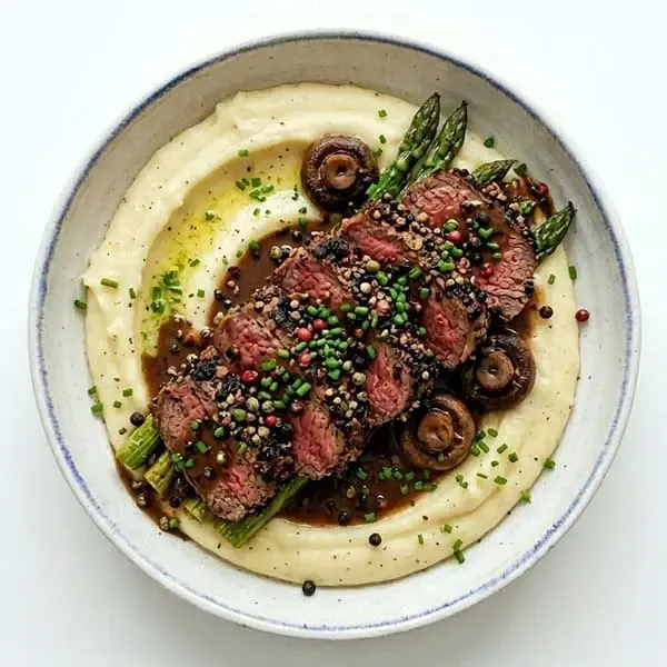 Grilled Peppercorn Beef With Velvety Potato