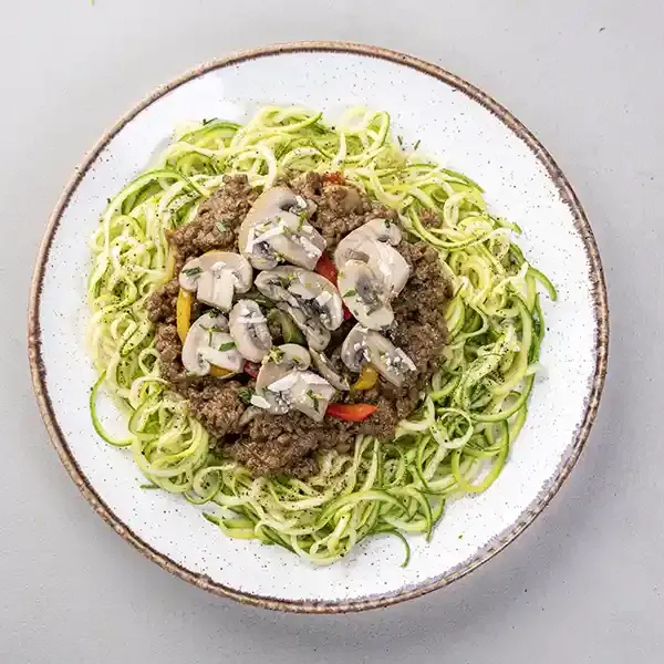 Ground Beef Stroganoff Over Zucchini Noodles