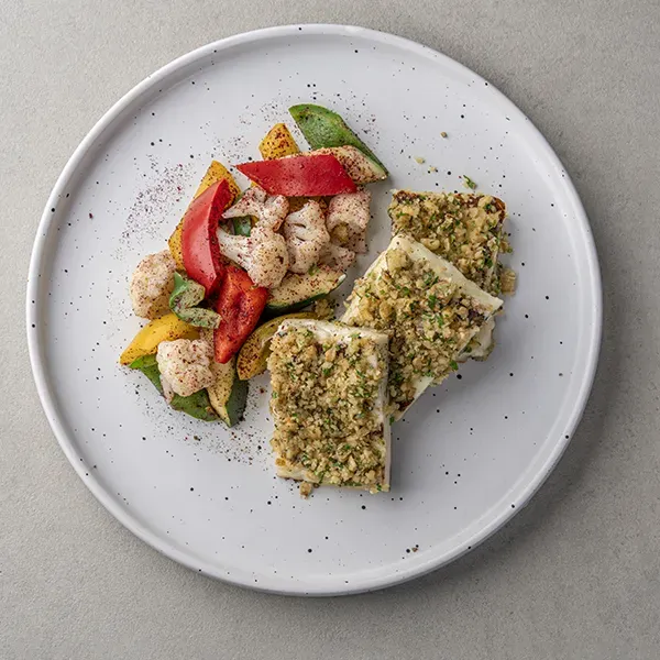 Halloumi Steak With Walnut Gremolata And Sumac Veggies