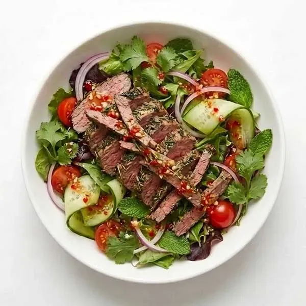 Herb Infused beef Salad With Sweet and Sour Dressing