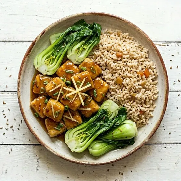 Honey-Ginger fish with Steamed Bok Choy & Soy Rice