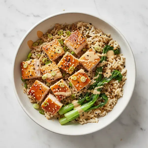 Honey-Ginger Glazed Fish with Sesame Pak Choi Rice
