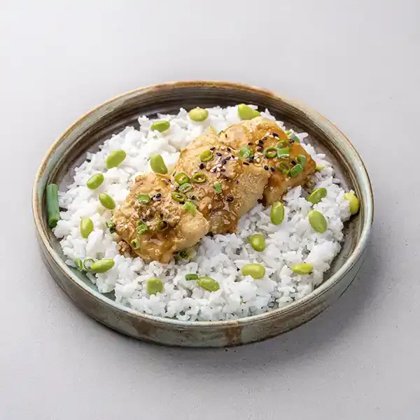 Honey Miso-Glazed Fish With Edamame Rice