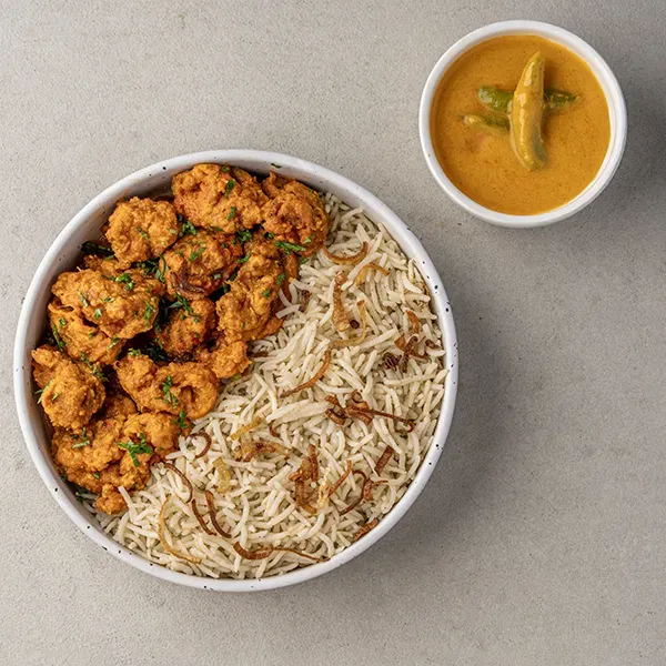 Hyderabadi Zafrani Pulao with Talahua Murgh & Mirchi Ka Salan