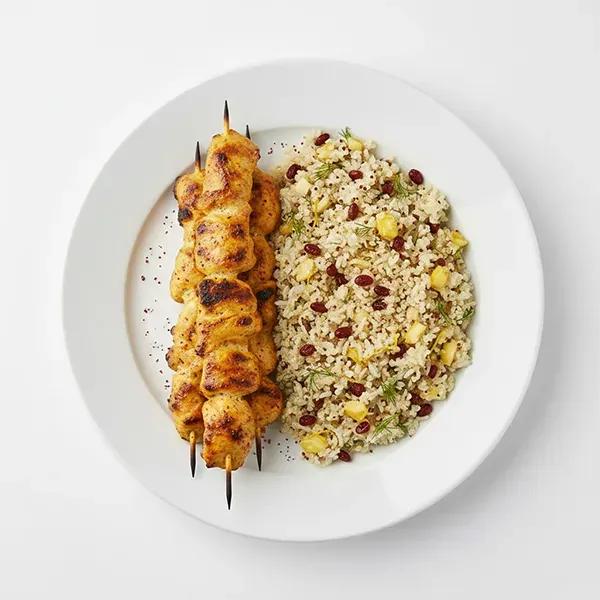 Joojeh Kabab With Persian Butter Quinoa Rice Mix