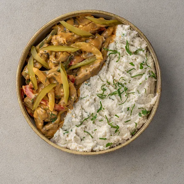Keto Beef Stroganoff with Cauliflower Mash