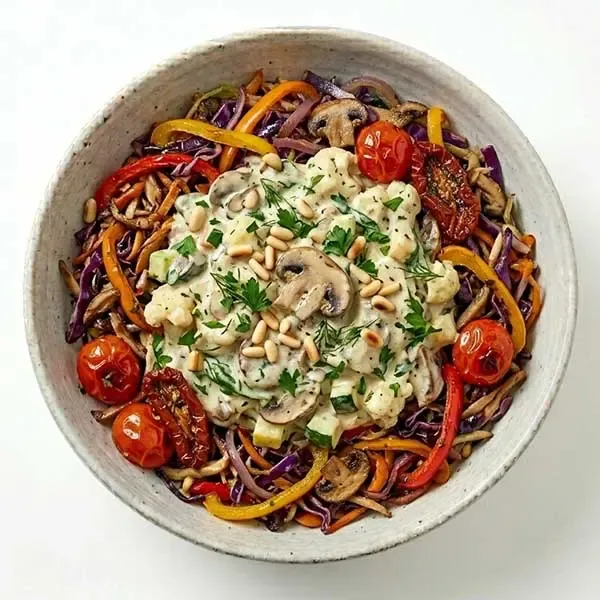 Creamy Vegetable & Mushroom Fricassee With Shredded Vegetable Mix