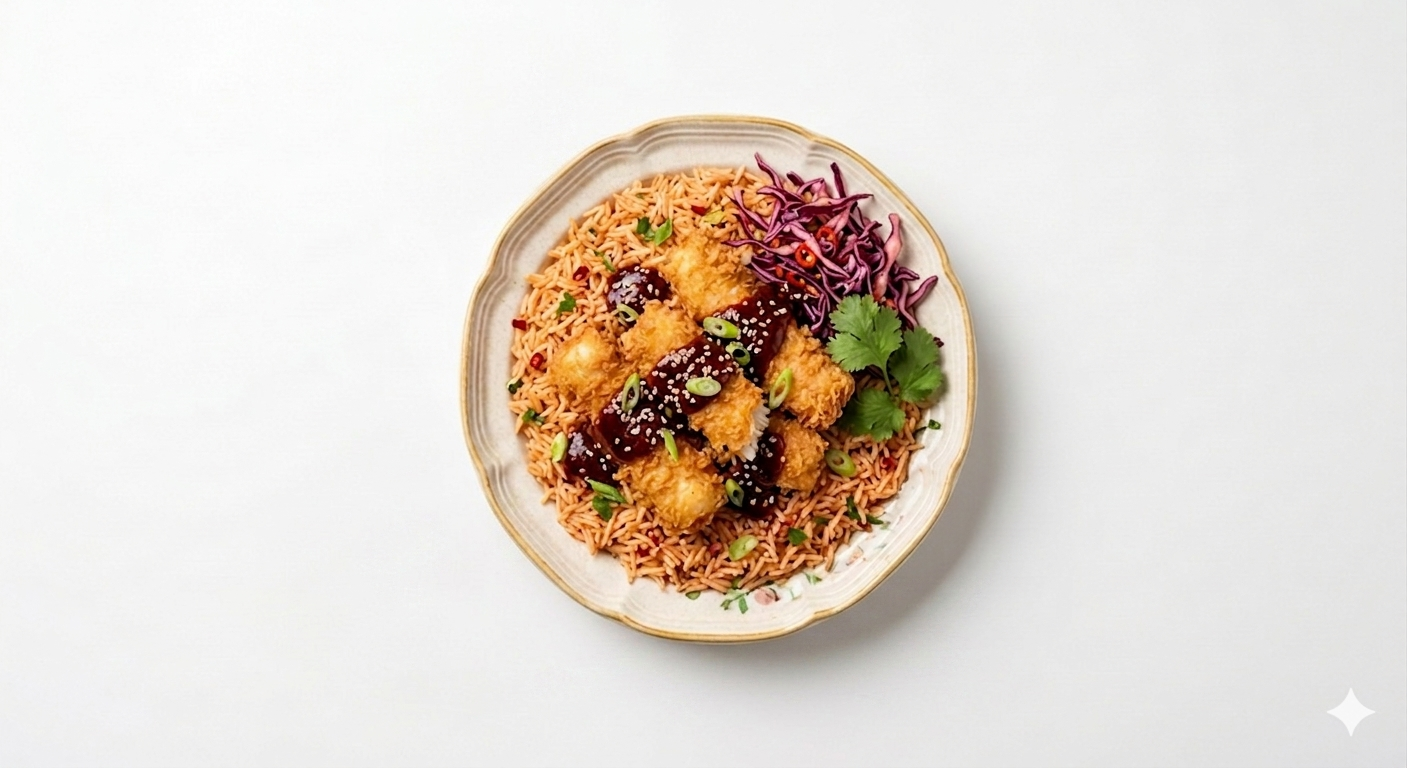 Korean Fried Fish  with Chilli Cabbage Pulao