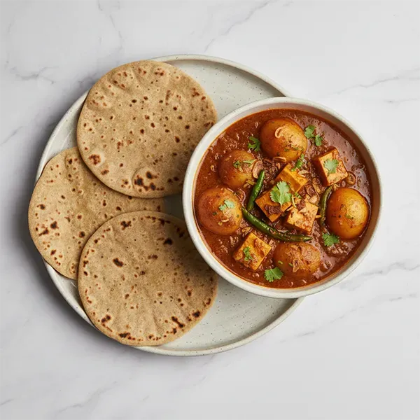 Lasaniya Bateta Paneer With Multi Grain Chapati