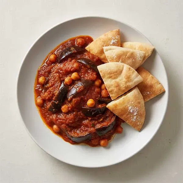 Lebanese Maghmour Served With Puffed Wheat Pita