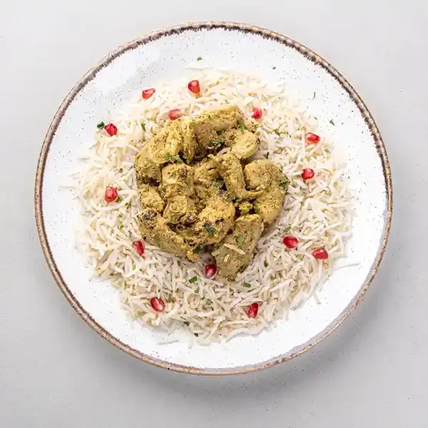 Lemon Pepper Chicken Tikka With Pomegranate Pilaf